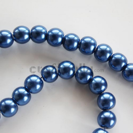 Glass Beads 8mm Pearl Finish - Dark Blue (String of 50)