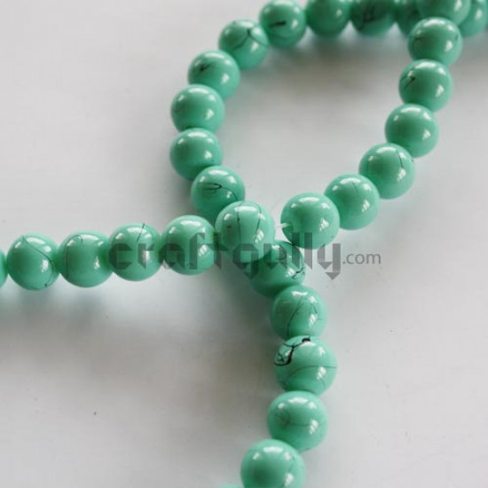 Glass Beads 8mm - Mottled - Turquoise - (String of 50)