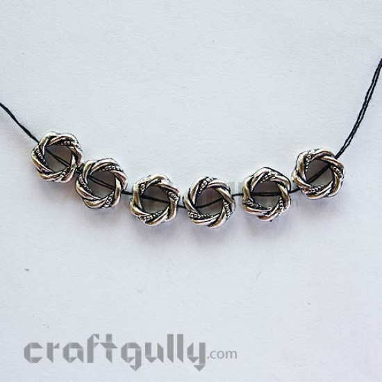 Metal Beads - Ring - Antique Silver Finish (Pack of 6)