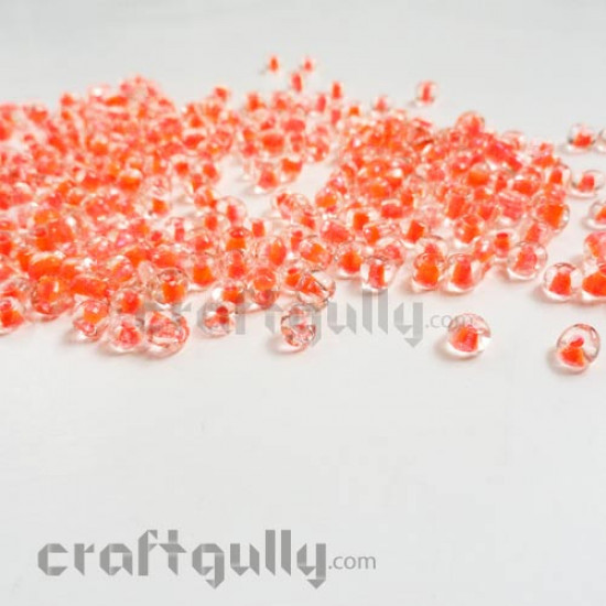 Seed Beads 4mm - Glass - Neon Orange - 20gms