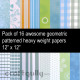 Pattern Paper - Geometric (Pack of 16, Size 12" x 12")