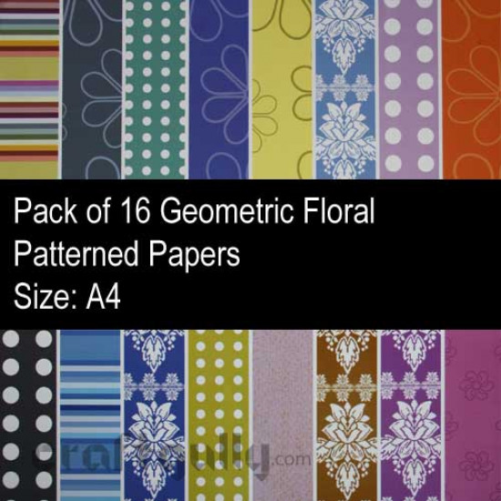 Pattern Paper A4 - Geometric Florals - Pack of 16