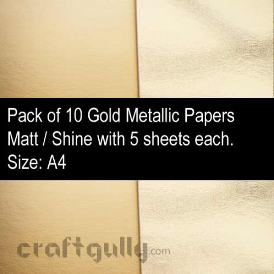 CardStock A4 - Metallic Golden Mirror Finish - Pack of 10