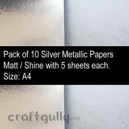 CardStock A4 - Metallic Silver Mirror Finish - Pack of 10