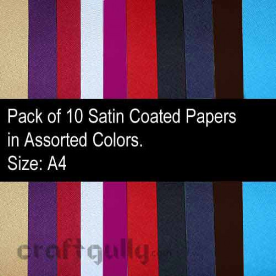 Satin Coated Paper A4 - Assorted - Pack of 10