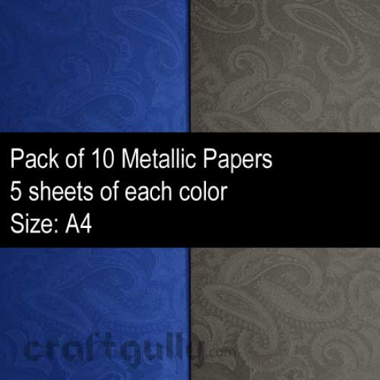Metallic Paper A4 - Patterned #6 Blue & Brown - Pack of 10