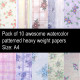 Pattern Paper A4 - Watercolors - Pack of 10