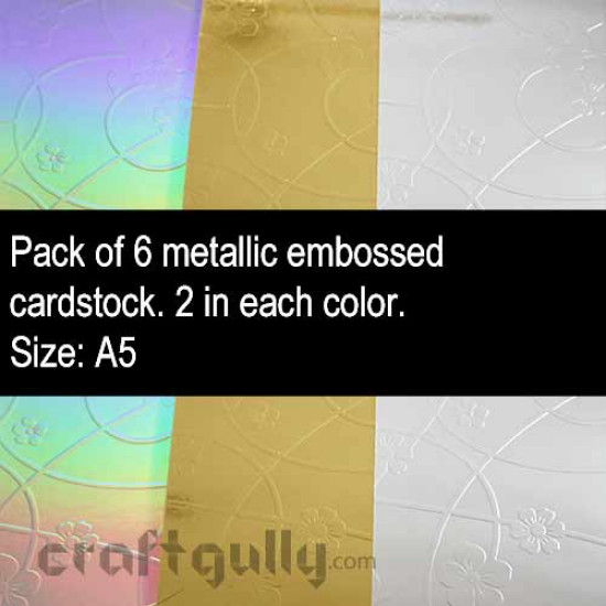 CardStock A5 - Metallic Embossed - Pack of 6
