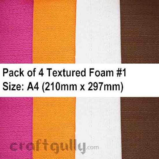 Foam Sheets A4 - Textured #1 - Assorted - Pack of 4