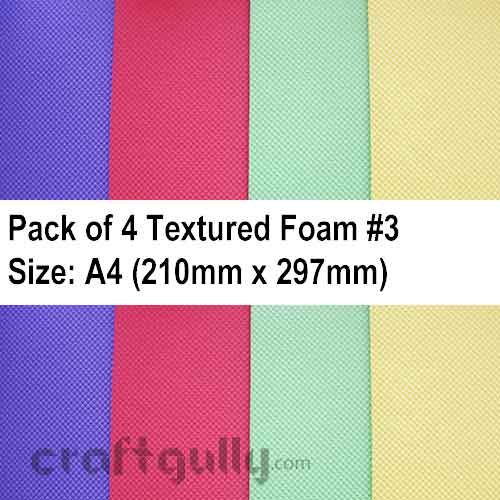 Foam Sheets A4 - Textured #3 - Assorted - Pack of 4