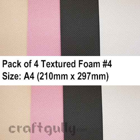 Foam Sheets A4 - Textured #4 - Assorted - Pack of 4