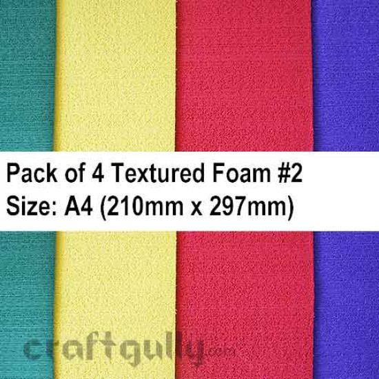 Foam Sheets A4 - Textured #2 - Assorted - Pack of 4