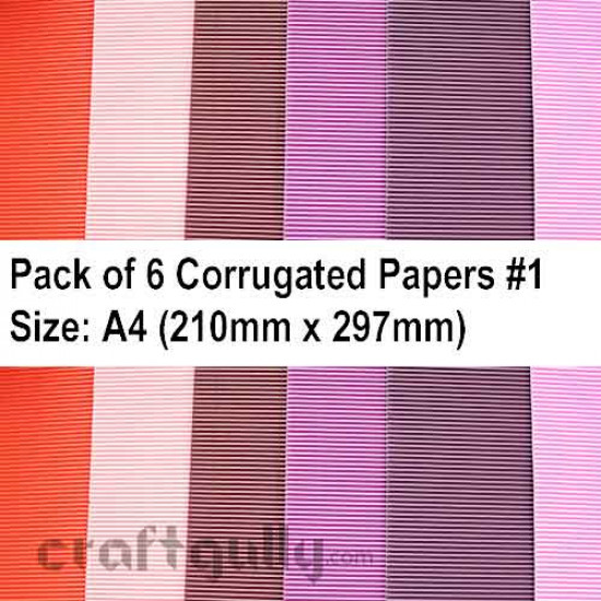 Corrugated Paper A4 - Assorted #1 - Pack of 6