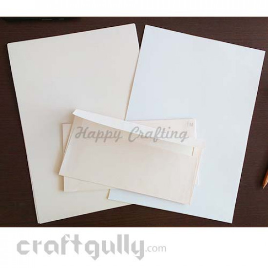 Invitation Kits - Card Stock A4 Metallic - Off White