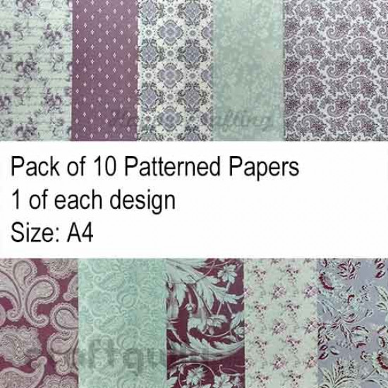 Pattern Paper A4 - Serene Blossoms - Pack of 10