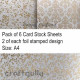 CardStock A4 - Metallic Foil Stamped - White & Gold - Pack of 6