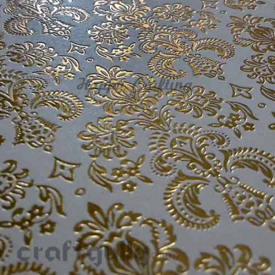CardStock A4 - Metallic Foil Stamped - White & Gold - Pack of 6