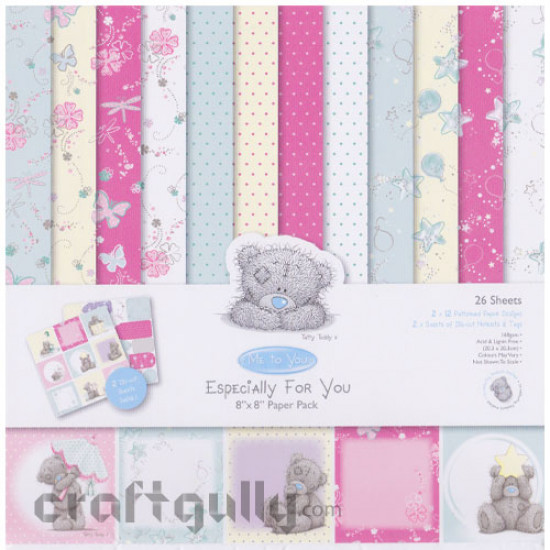 Pattern Paper - 'Especially for you' (Pack of 26, Size 8"x8")