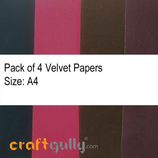 Velvet Paper A4 - Assorted - Pack of 4