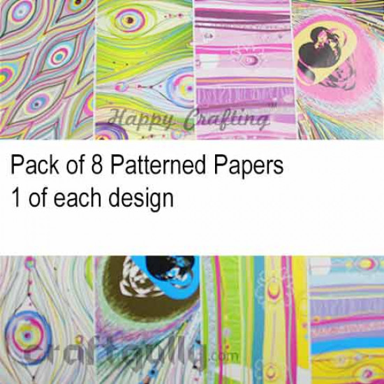 Pattern Paper A5 - Peacock Abstracts - Pack of 8