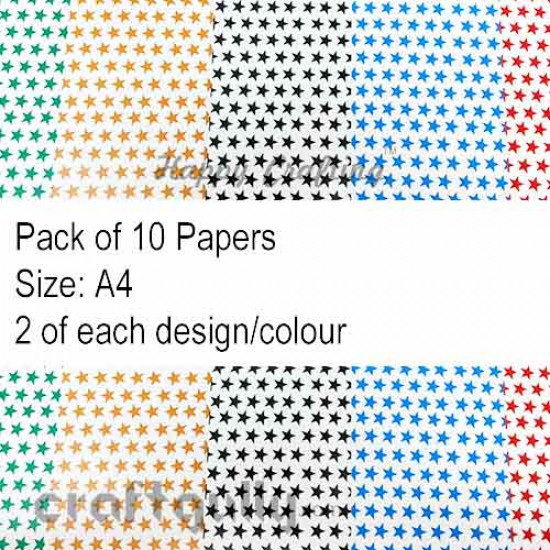 Pattern Paper A4 - Stars - Pack of 10