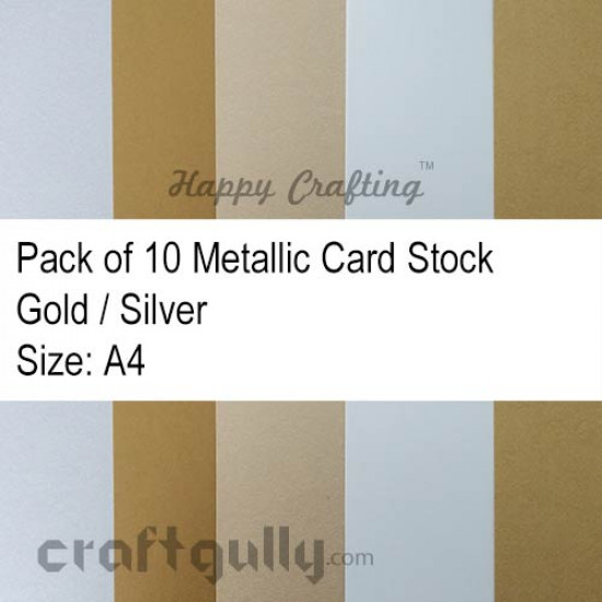 CardStock A4 - Metallic Golden & Silver - Pack of 10