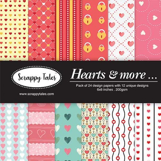 Pattern Papers 6x6 - Hearts & More - Pack of 24