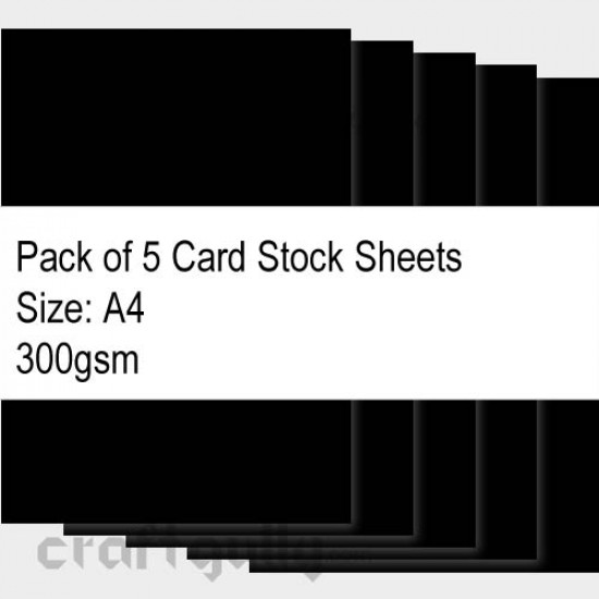 CardStock A4 - Black 300gsm - Pack of 5