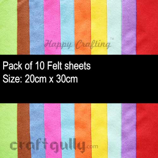 Felt Sheets - Thin Assorted - Set of 10