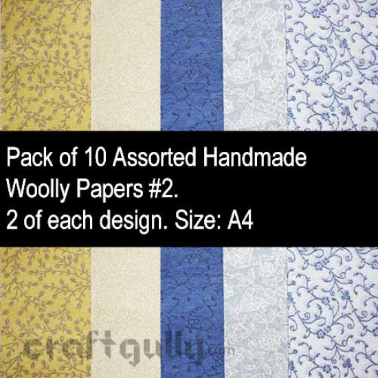 Handmade Paper - Woolly Assorted #2 (Pack of 10)