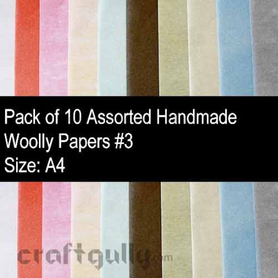 Handmade Paper - Woolly Assorted #3 - Pack of 10