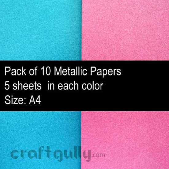 Metallic Paper A4 - Blue & Magenta - Pack of 10