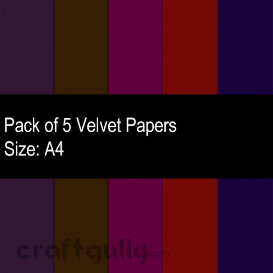 Velvet Paper A4 - Assorted - Pack of 5