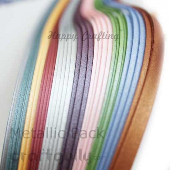 Quilling Strips 5mm Metallic Assorted - 17Inch - 80 Strips