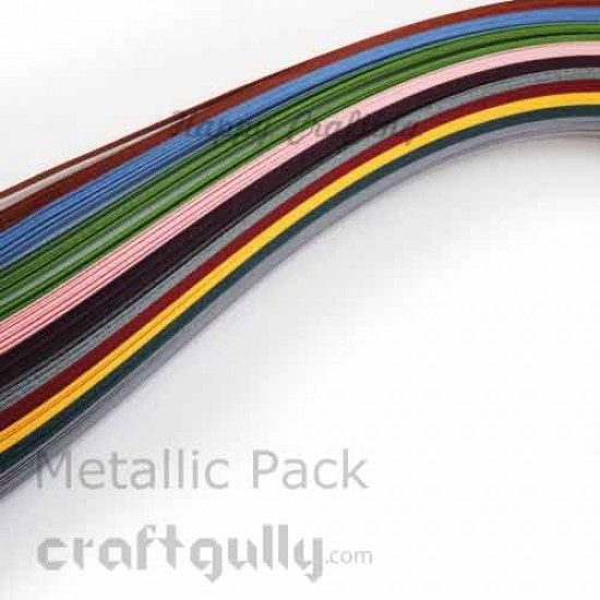 Quilling Strips 3mm Metallic Assorted - 17Inch - 80 Strips