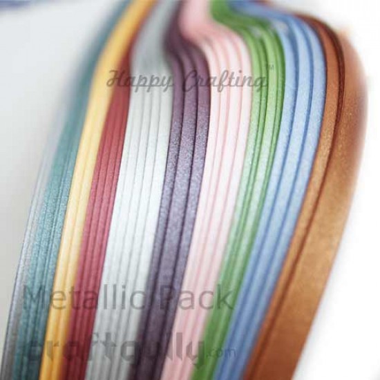 Quilling Strips 3mm Metallic Assorted - 17Inch - 80 Strips