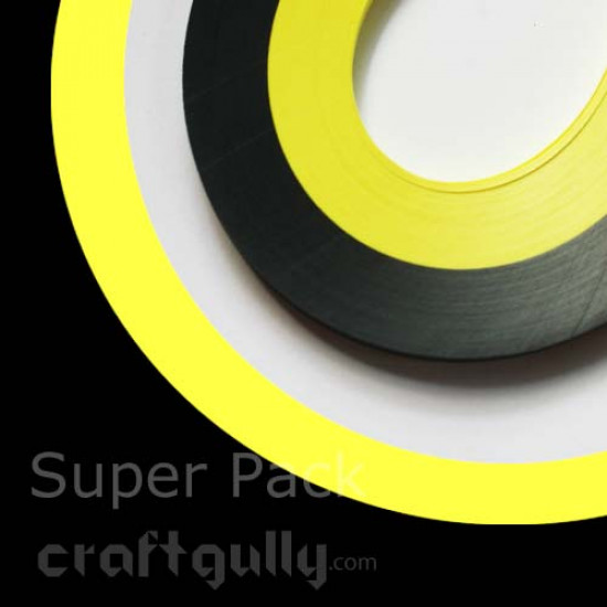 Quilling Strips 3mm Super Pack - Black & Yellow - 11inch - 200 Strips
