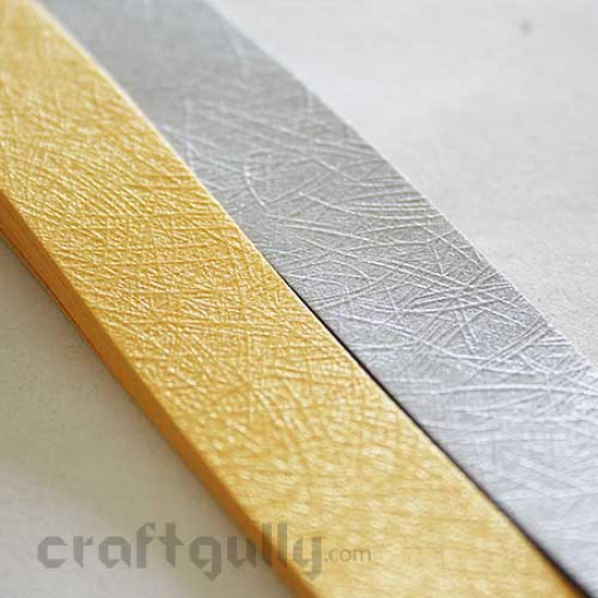 Quilling Strips 3mm Textured Gold and Silver - 11Inch - 40 Strips