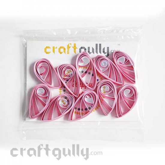 Quilled Shapes 5mm Drop - Dark Pink & White - Pack of 10