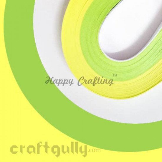 Quilling Strips 5mm Super Pack - Green & Neon Yellow - 11inch - 200 Strips