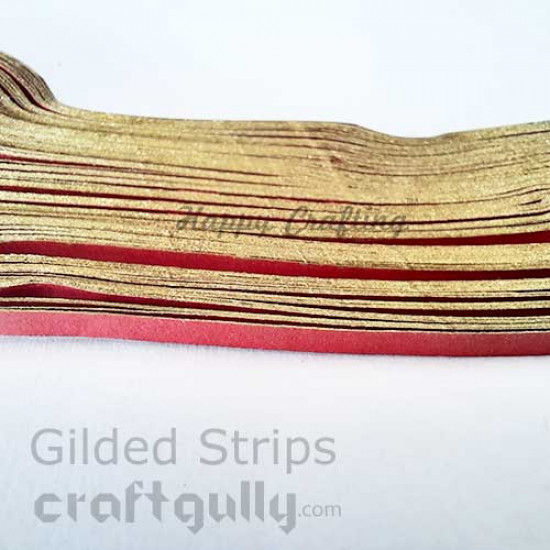 Quilling Strips 3mm Gilded Golden With Red - 100 Strips