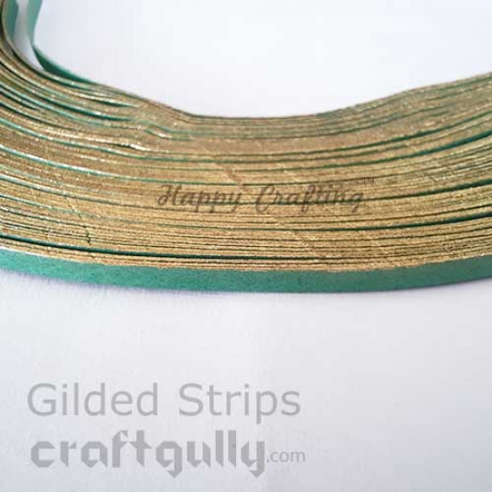 Quilling Strips 3mm - Gilded Golden With Bottle Green - 100 Strips