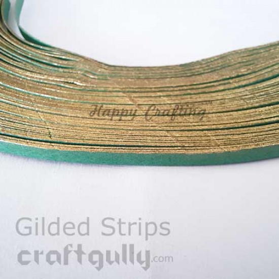 Quilling Strips 3mm Gilded Golden With Bottle Green - 100 Strips