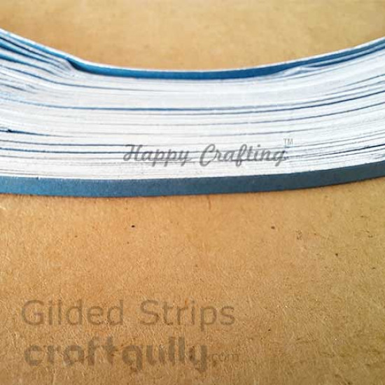 Quilling Strips 3mm Gilded Silver With Dark Teal - 100 Strips