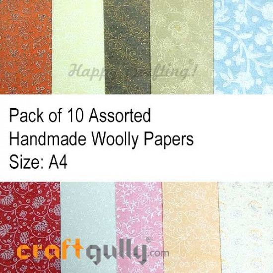 Handmade Paper - Woolly Assorted #5 - Pack of 10