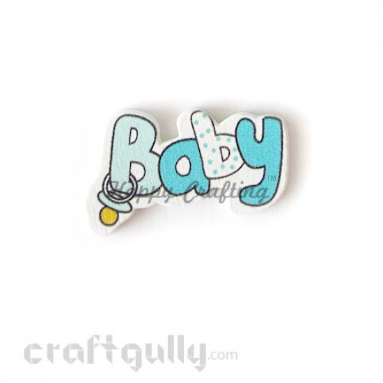 Laser Cut Wooden 35mm - Baby - Blue