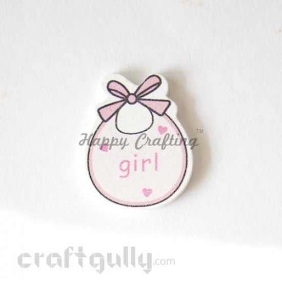 Laser Cut Wooden 27mm - Bib - Pink