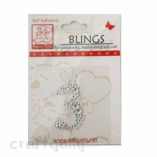 Rhinestone Stick-ons - Number Stickers - 3