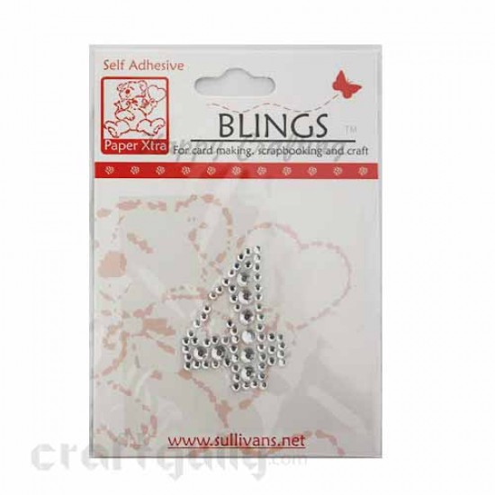 Rhinestone Stick-ons - Number Stickers - 4