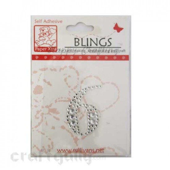 Rhinestone Stick-ons - Number Stickers - 6